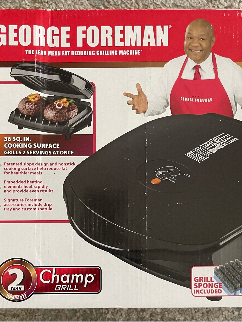 George Foreman Champ Electric Grill in Black